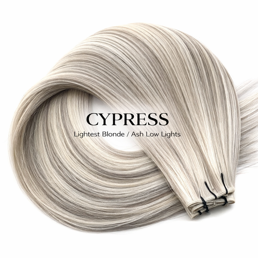 "Cypress" Lightest Blonde/Ash Low Lights  Hair Extensions
